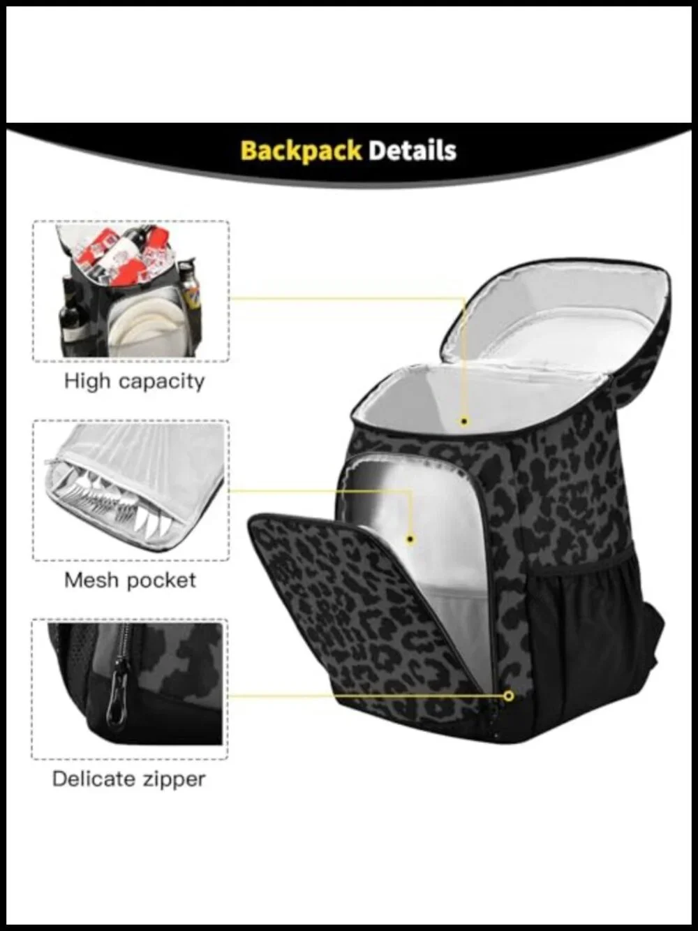 Insulated Waterproof Backpack Cooler for Hiking Camping Beach, Holds 36 Cans